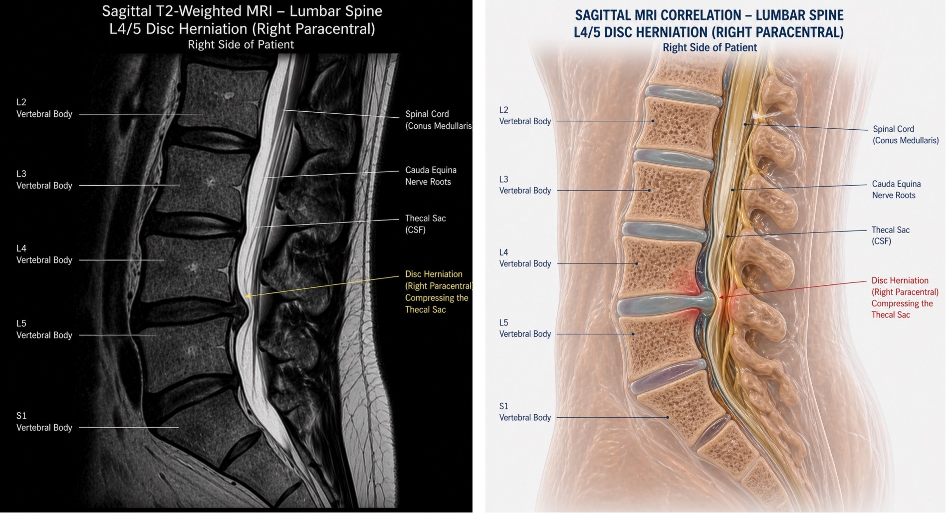 Lumbar disc herniation sagittal MRI